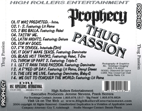 Prophecy - Thug Passion Chicano Rap